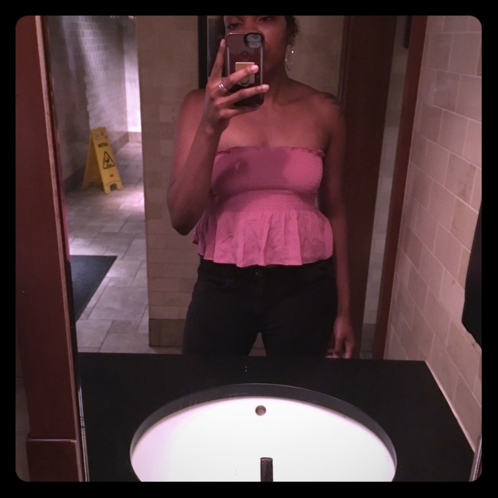 Strapless Smocked Ruffle crop top